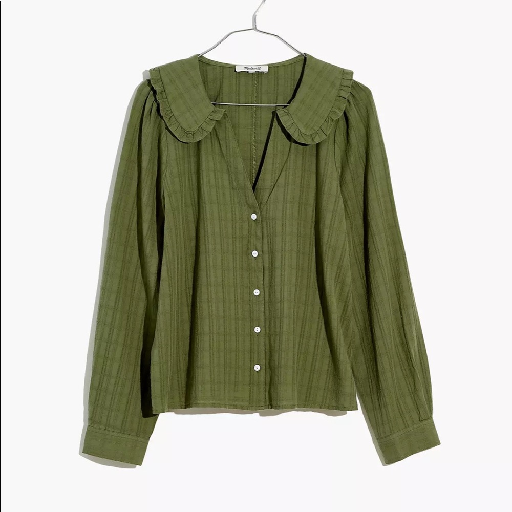 Madewell Ruffle-Collar Button-Up Shirt in Syril Plaid Size 2